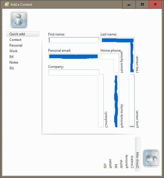 Windows Live Mail si vede male, finestra specchiata ad angolo